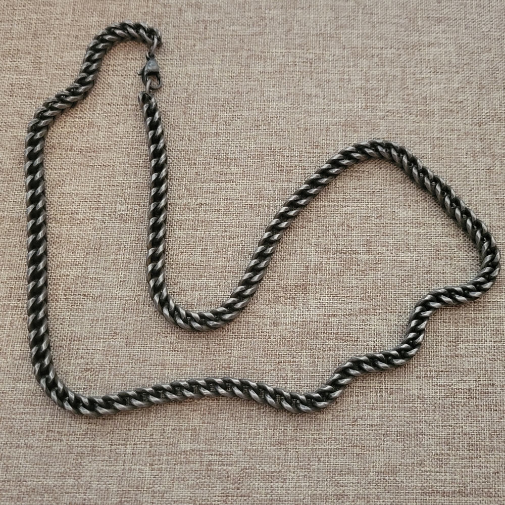 Adornina men's black rhodium stainless steel 24" 6mm chain New